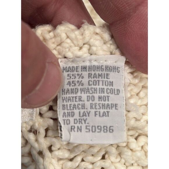 Renee Tener For Jeanne Pierre Hand Knit Cable Knit V neck Sweater Size Medium - Picture 4 of 5